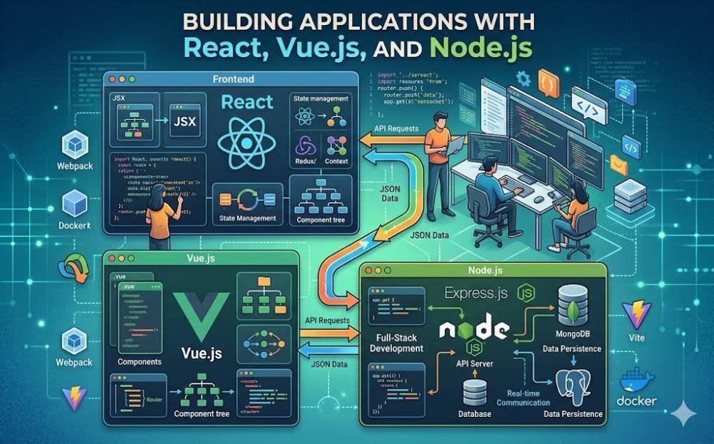 Building Applications with React, Vue.js, and Node.js